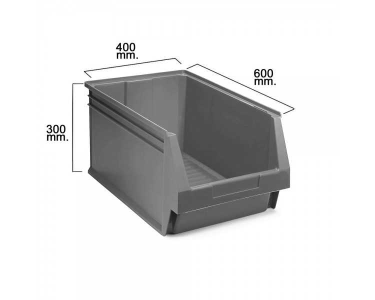 Gaveta Apilable Almacenamiento Gris Nº60 600x400x300 mm.