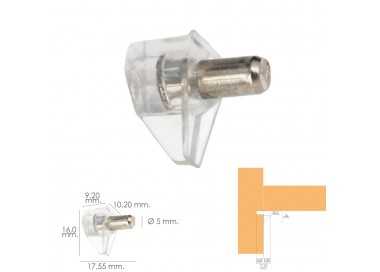 Soporte de Plastico Con Anclaje Metalico 5 Ø mm. Para Estanterias / Estantes (Caja 100 Unidades)