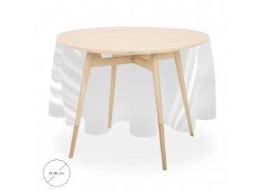 Mantel Hule Redondo Transparente Impermeable Antimanchas PVC Ø 140 cm. Uso Interior y Exterior