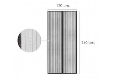 Cortina Mosquitera Para Puertas Con Cierre Central Magnetico Automatico 120 x 240 (Alt.) cm. Color Negro.