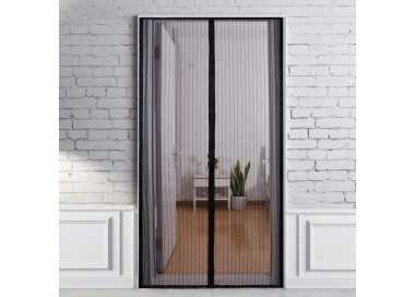 Cortina Mosquitera Para Puertas Con Cierre Central Magnetico Automatico 120 x 240 (Alt.) cm. Color Negro.