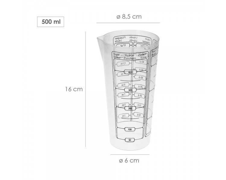 Vaso Medidor Plastico Oryx 500 ml. 8,5x6x16 cm.