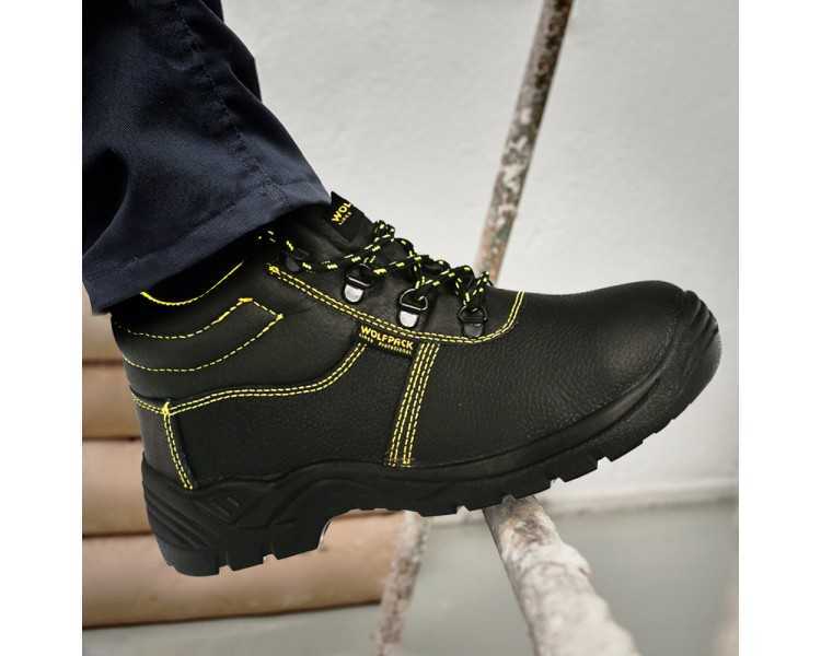 Botas Seguridad S3 Piel Negra Wolfpack  Nº 37 Vestuario Laboral,calzado Seguridad, Botas Trabajo. (Par)
