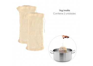 Malla / Bolsa Para Coccion Legumbres Algodon  1 Kg Pack De 2 Unidades. Algodon 100% Organico