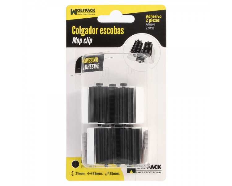 Colgador Adhesivo / Atornillable Para Escobas, Fregonas, Cepillos, Recogedores (Blister 2 piezas)