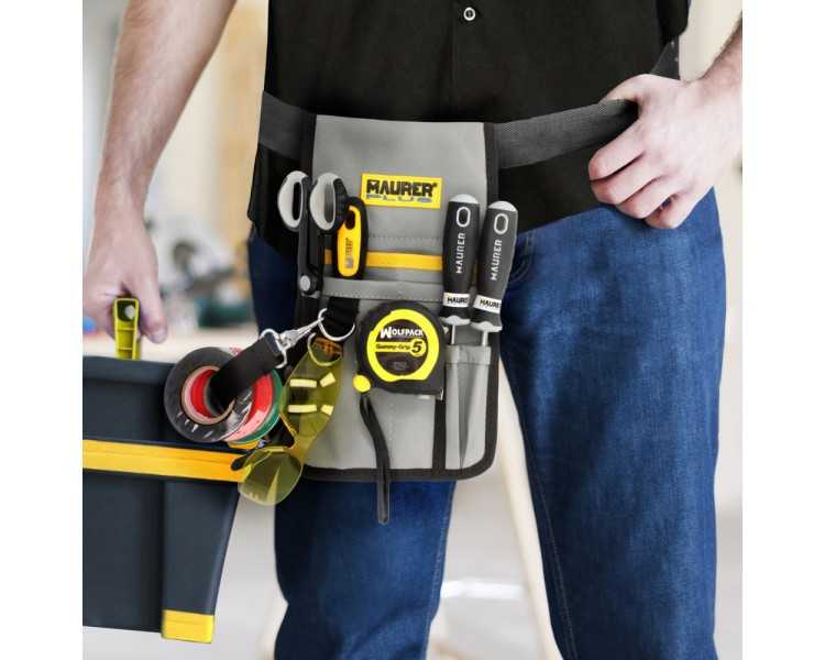Funda Bolsa Porta Herramientas Para Cinturon Con 7 Bolsillos y Mosqueton Portaherramientas Electricista Multibolsillos Poliester