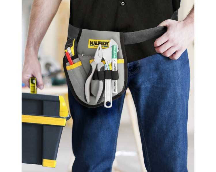 Funda Bolsa Porta Herramientas Para Cinturon Con 3 Bolsillos y 4 Elasticos. Portaherramientas Electricista Multibolsillos