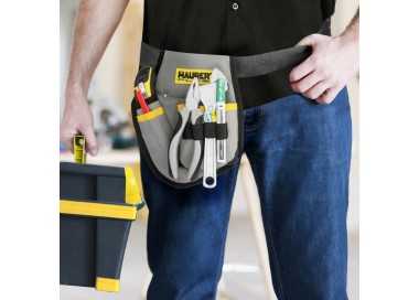 Funda Bolsa Porta Herramientas Para Cinturon Con 3 Bolsillos y 4 Elasticos. Portaherramientas Electricista Multibolsillos