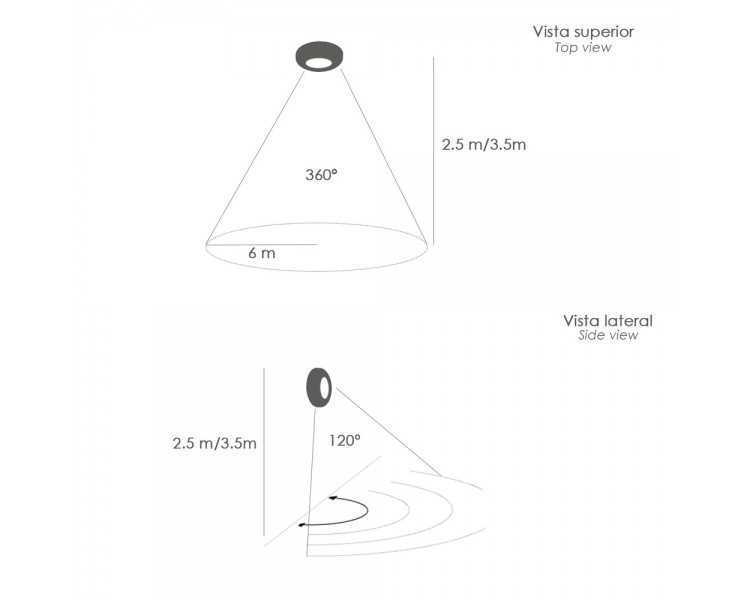 Detector De Movimiento Por Infrarrojos Con Sensor Crepuscular 360°. Ajustable
