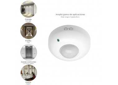 Detector De Movimiento Por Infrarrojos Con Sensor Crepuscular 360°. Ajustable