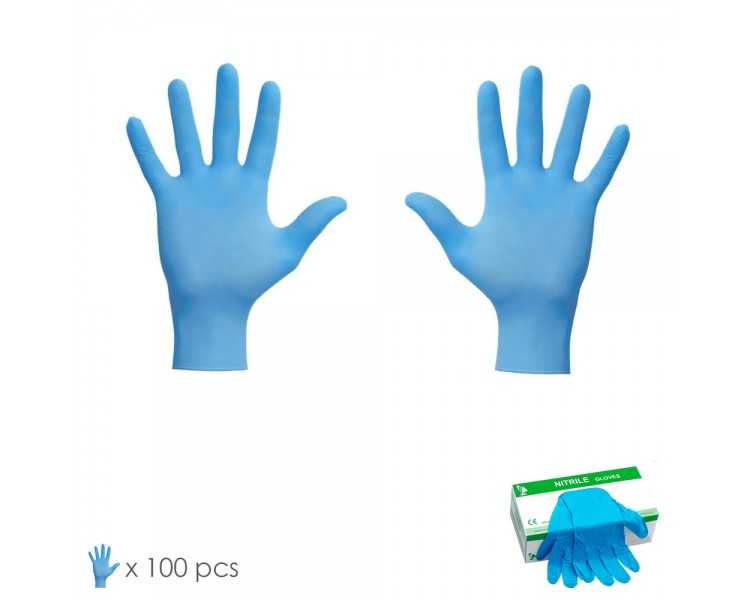 Guantes Nitrilo Desechables Talla M Caja 100 Unidades, Sin Polvo, Homologado CE, Texturizados, Caja Dispensador.
