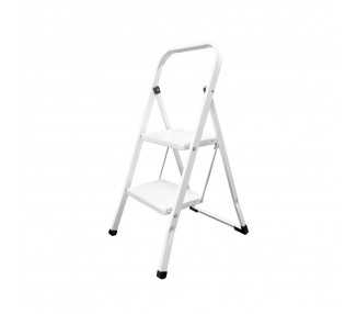 Escalera Domestica Acero 2 Peldaños, Escalerilla Blanca