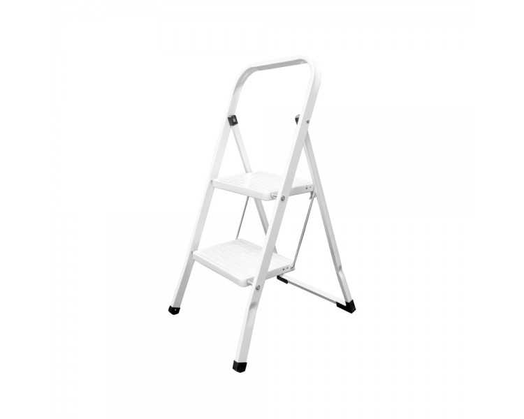 Escalera Domestica Acero 2 Peldaños, Escalerilla Blanca