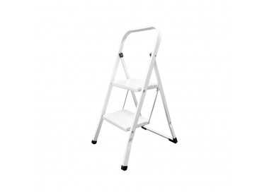 Escalera Domestica Acero 2 Peldaños, Escalerilla Blanca