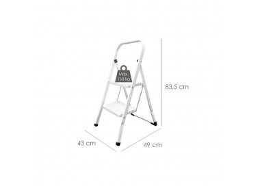 Escalera Domestica Acero 2 Peldaños, Escalerilla Blanca
