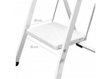 Escalera Domestica Acero 2 Peldaños, Escalerilla Blanca