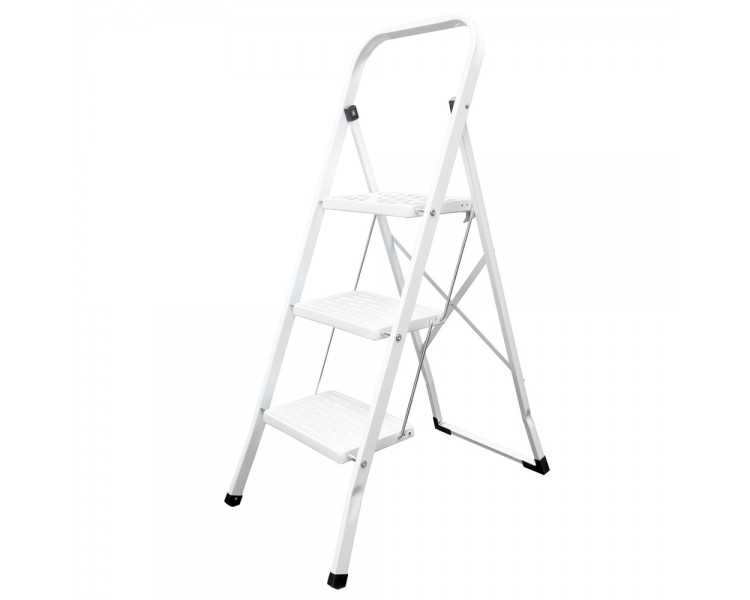Escalerilla Acero 3 Peldaños Uso Doméstico.Escalerilla blanca