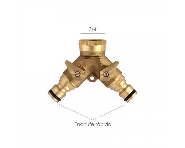 Adaptador Manguera Laton 2 tomas para Grifo 3/4"