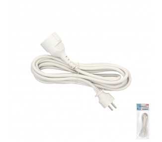 Prolongador Cable Electrico 5 metros. Alargadera 16 A. 3500 W. Conexión Sucko 3 Polos + Tierra. Color Blanco