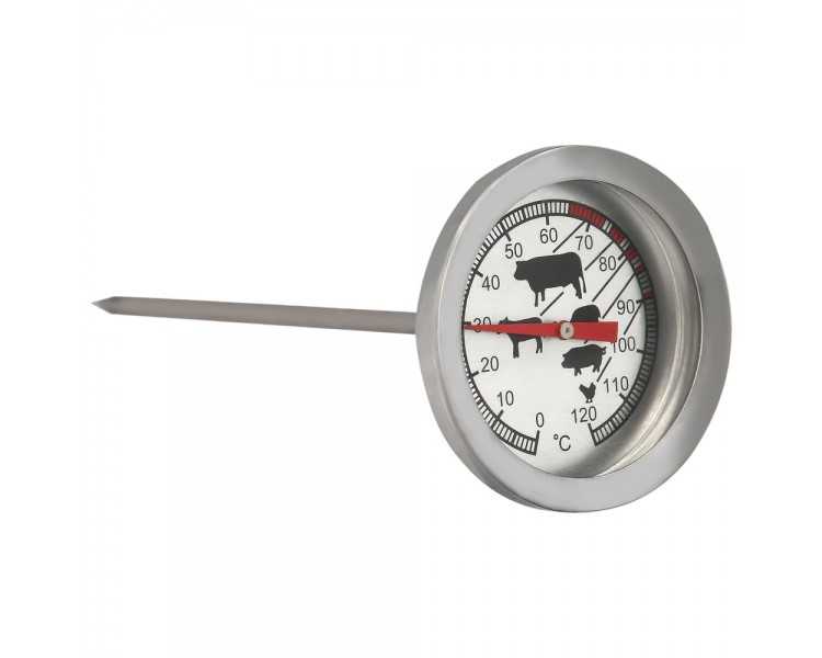 Termometro Analogico Para Cocina, Con Sonda. Ideal Hornos, Carnes, Asados, etc. Con Indicador De Temperatura Optimo Segun Carnes