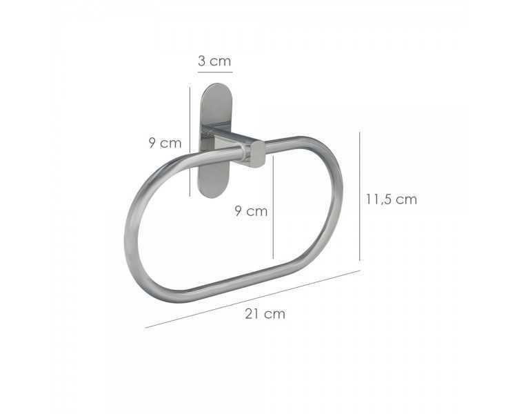 Toallero Forma Anilla Color Inox Con Efecto Espejo, Autoadhesivo Resistente, Porta Toallas, Toallero Adhesivo Pared / Mueble