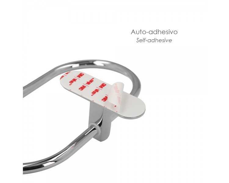 Toallero Forma Anilla Color Inox Con Efecto Espejo, Autoadhesivo Resistente, Porta Toallas, Toallero Adhesivo Pared / Mueble