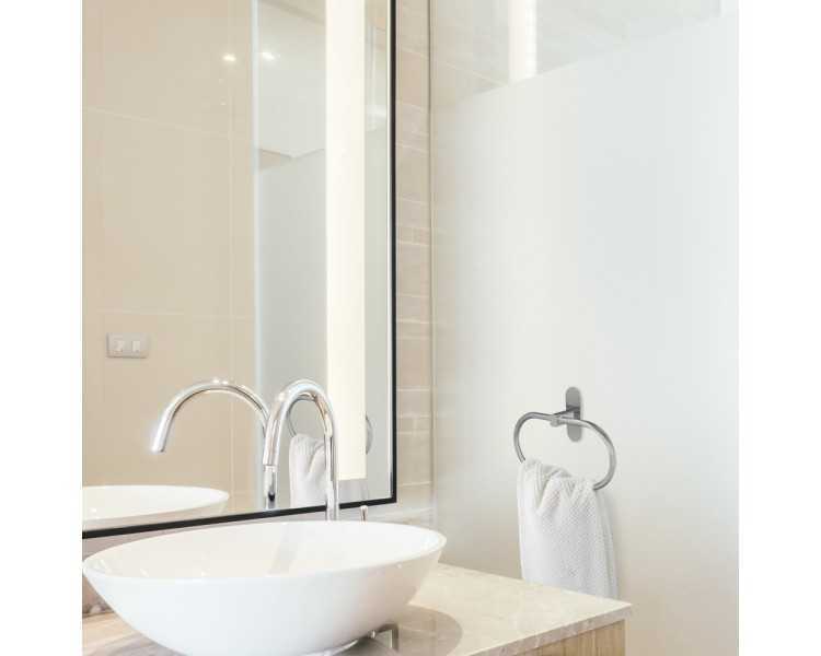 Toallero Forma Anilla Color Inox Con Efecto Espejo, Autoadhesivo Resistente, Porta Toallas, Toallero Adhesivo Pared / Mueble