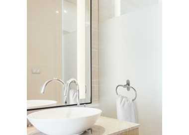 Toallero Forma Anilla Color Inox Con Efecto Espejo, Autoadhesivo Resistente, Porta Toallas, Toallero Adhesivo Pared / Mueble