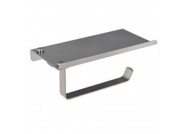 Portarrollos Baño Con Estante Para Moviles Autoadhesivo, Color Inox Con Efecto Espejo, Autoadhesivo Resistente o Con Tornillos