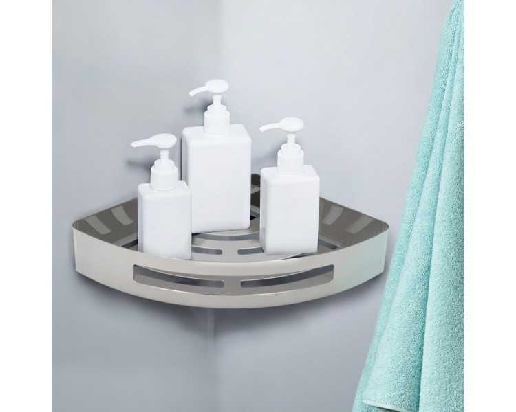 Cestillo Rincon Baño Autoadhesivo, Color Inox Con Efecto Espejo, Autoadhesivo Resistente o Con Tornillos