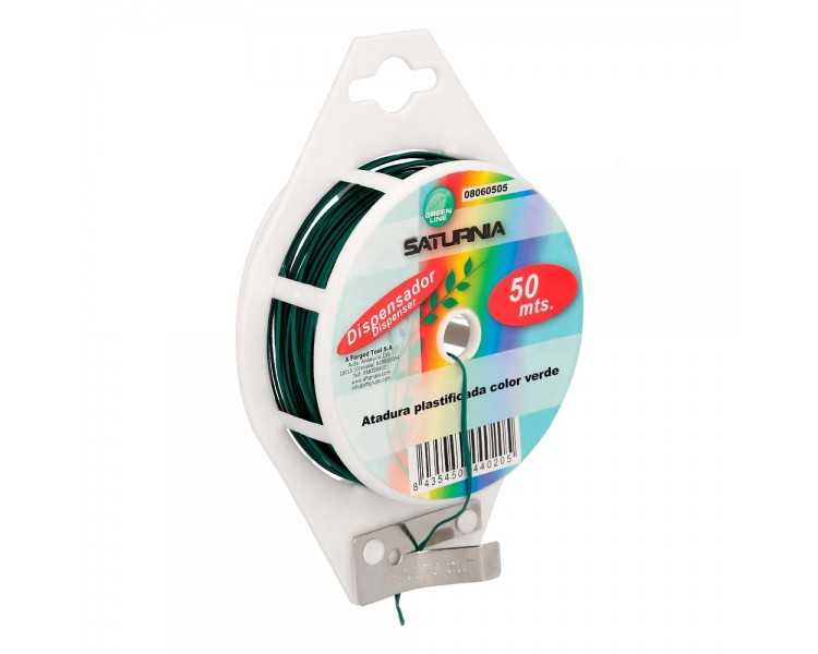 Atadura Plastificada Con Dispensador De 50 Metros. Ideal Para Entutorar, Jardin, Bonsais, Macetas, etc. Flexible y Duradero.
