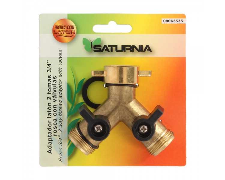 Adaptador Manguera Laton 2 Tomas Macho 3/4", Duplicador Grifo, Adaptador 2 Vias, Entrada 3/4" Hembra