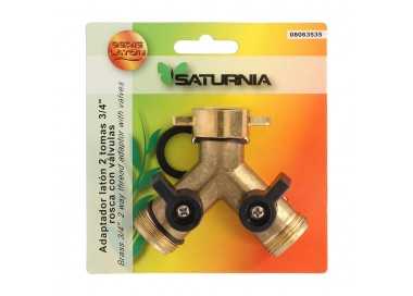 Adaptador Manguera Laton 2 Tomas Macho 3/4", Duplicador Grifo, Adaptador 2 Vias, Entrada 3/4" Hembra