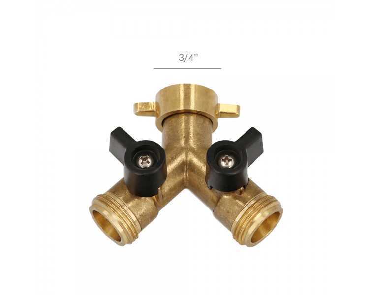 Adaptador Manguera Laton 2 Tomas Macho 3/4", Duplicador Grifo, Adaptador 2 Vias, Entrada 3/4" Hembra