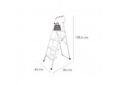 Escalera Domestica Acero 4 Peldaños, Escalerilla Blanca