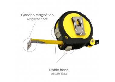Flexometro Gummy Grip Con Doble Freno Longitud 3 Metros Ancho 16 mm. Magnetico.Metro Medición, Metro Magnetico, Hogar, Bricolaje
