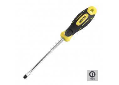 Destornillador Mango Bimaterial Boca Estampada 6x150 mm. Destornillador Plano, Cromo Vanadio,