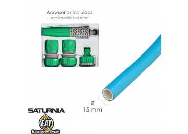 Manguera Tricotada No Torsion Blue Ø 15 mm. Rollo 25 metros. Con Accesorios,  Manguera Anti Torsion, Manguera Sin Dobleces,