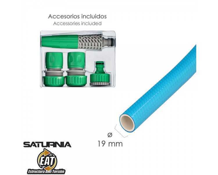 Manguera Tricotada No Torsion Blue Ø 19 mm. Rollo 15 metros. Con Accesorios,  Manguera Anti Torsion, Manguera Sin Dobleces,