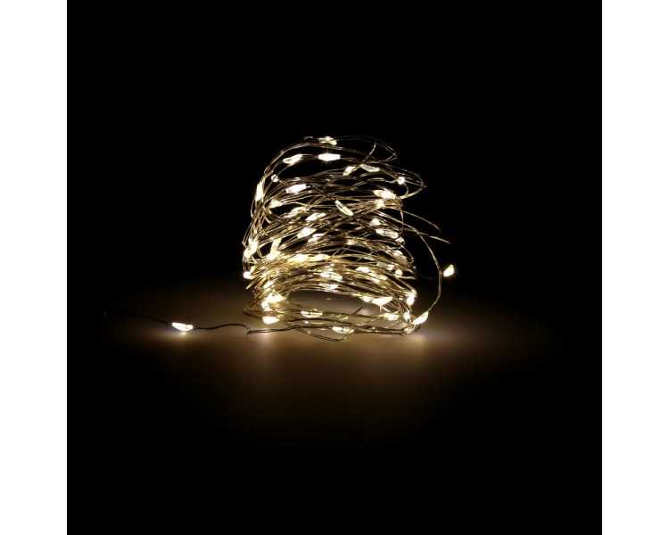 Guirnalda Luces Navidad Microled 40 Leds Color Blanco Calido. Luz navidad interiores IP20 A Pilas (3 AA No Incluidas)