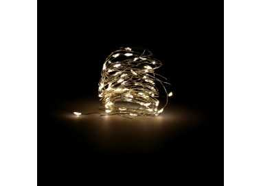 Guirnalda Luces Navidad Microled 40 Leds Color Blanco Calido. Luz navidad interiores IP20 A Pilas (3 AA No Incluidas)