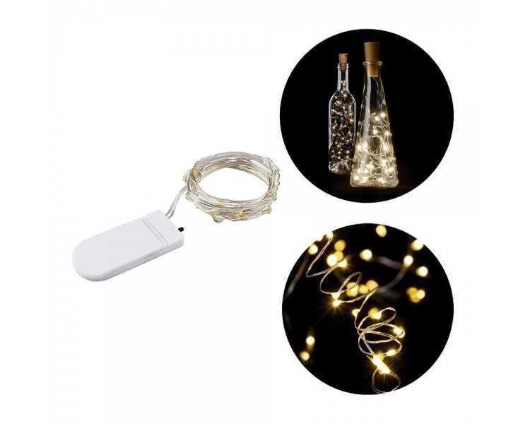 Guirnalda Luces Navidad Microled 40 Leds Color Blanco Calido. Luz navidad interiores IP20 A Pilas (3 AA No Incluidas)
