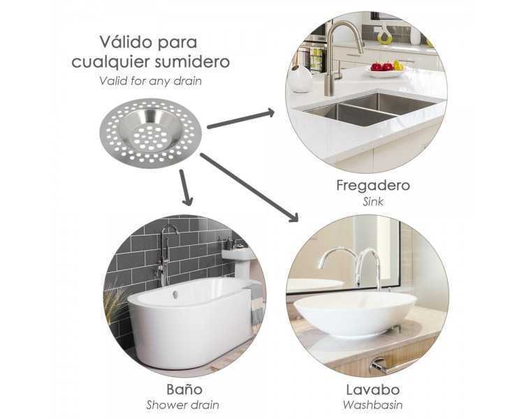 Filtro Cestillo Para Lavabo / Fregadero Inoxidable 8 cm.