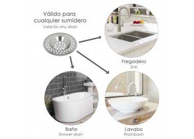 Filtro Cestillo Para Lavabo / Fregadero Inoxidable 8 cm.