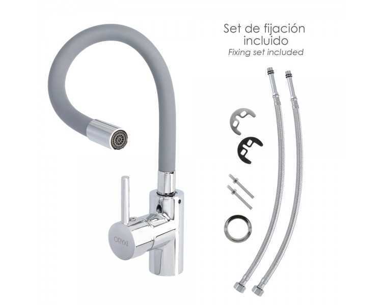 Grifo Monomando Fregadero Flexible Caño Alto, Grifo De Cocina Flexible Caño Alto.Cartucho ceramico Ø 35 mm.