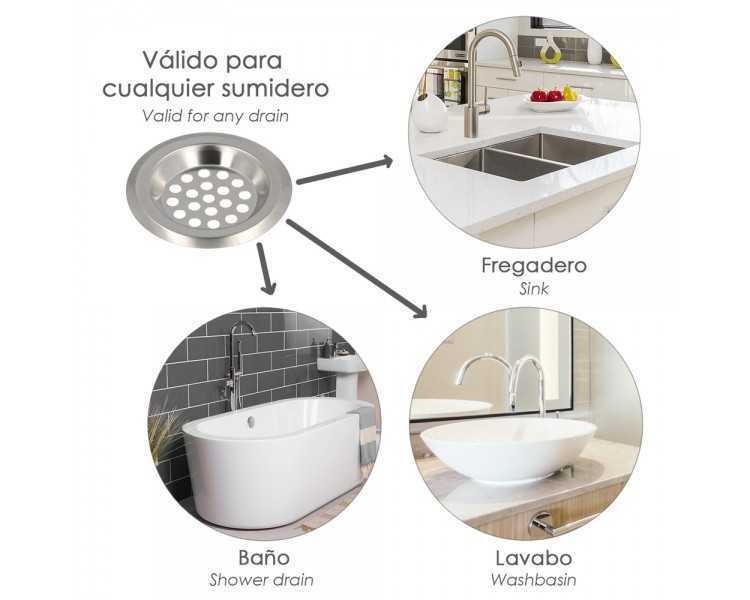 Filtro Cestillo Para Lavabo / Fregadero Inoxidable 6 cm.