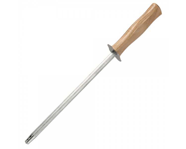 Chaira Afiladora Cocina 19 cm. Mango Madera. Chaira Afilador Cuchillos / Tijeras Manual