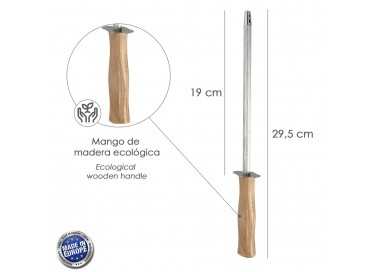 Chaira Afiladora Cocina 19 cm. Mango Madera. Chaira Afilador Cuchillos / Tijeras Manual