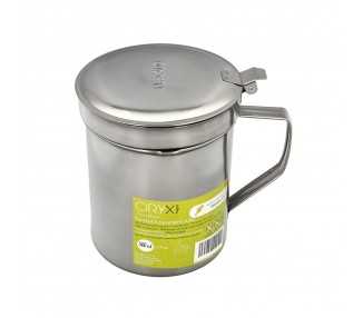 Grasera Acero Inoxidable Para Pescado Aceitera Aceite Usado 0,5 L. Con Colador y Tapa, Recipiente Reciclaje Aceite Usado Pescado