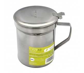 Grasera Acero Inoxidable Para Pescado Aceitera Aceite Usado 1,0 L. Con Colador y Tapa, Recipiente Reciclaje Aceite Usado Pescado